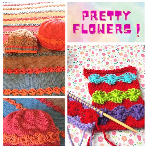 This is a flower stitch knitting pattern for your next project.  There is a video tutorial you can watch and practice this flower stitch.