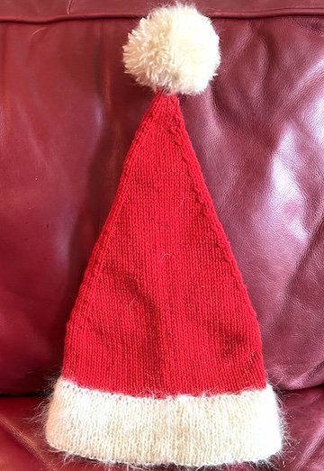santahat on a couch